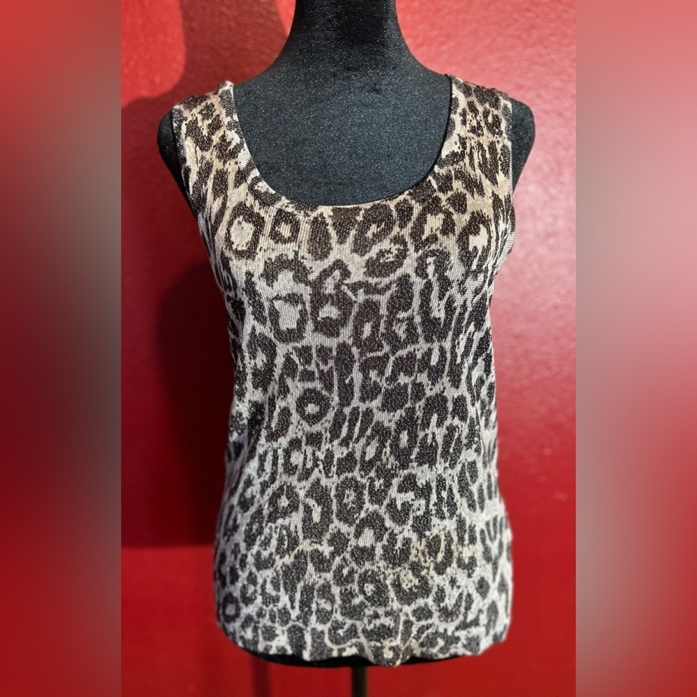 Dana Buchman Petite Leopard Tank Top, Size S